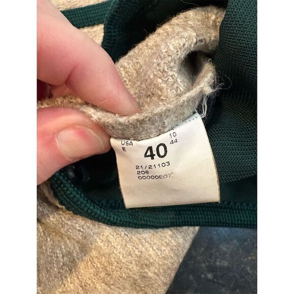 Giesswein Women's Wool Blend Sweater Jacket Size 10 Tan Green Embroidered - Picture 11 of 13